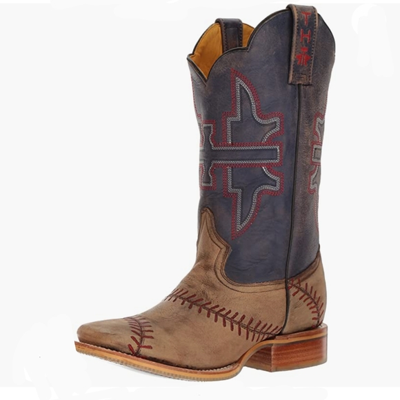 TIN HAUL men's "Slugger" baseball theme leather cowboy western boots NEW in box - Picture 2 of 16